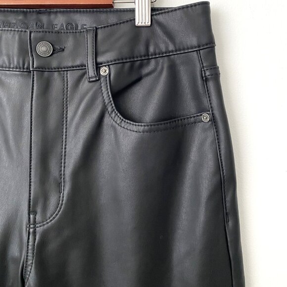 American Eagle Super High Rise Flare Jeans in Faux Leather - Picture 7 of 15